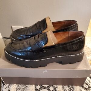 Franco Sarto Shiny Black Leather Loafers